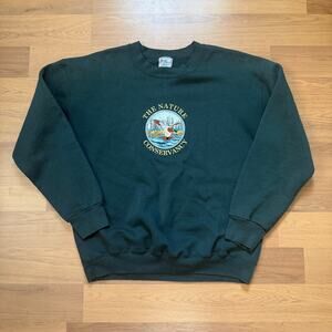 Vintage 90's The Nature Conservancy Green Crewneck Pullover Sweatshirt Sz Large
